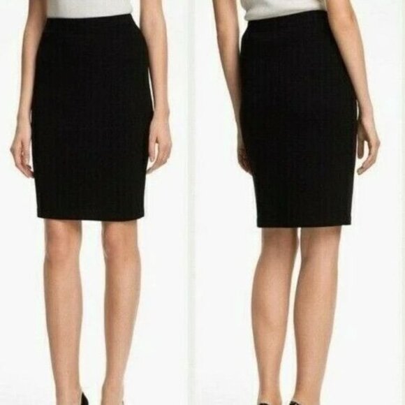 ST. JOHN Collection Santana Knit Knee Basic Straight Skirt S8 Black Classic - Picture 3 of 5